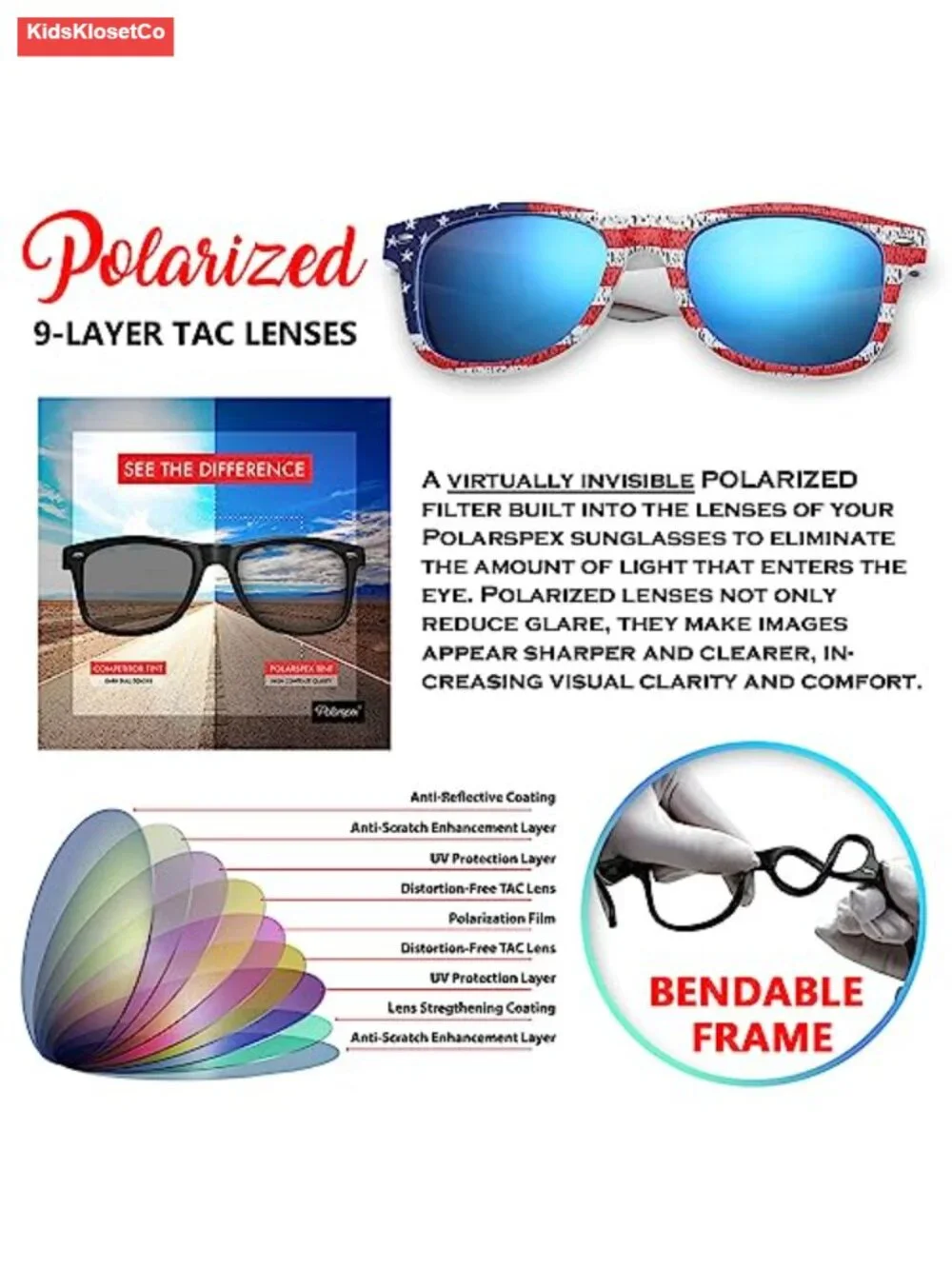 Toddler Polarized Sunglasses UV Protection Unbreakable with Case